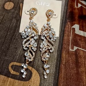 Long crystal drop earrings